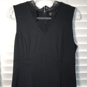 The Limited Dress Black Sleeveless V-Neck Sheath Embroidered Trim Womens